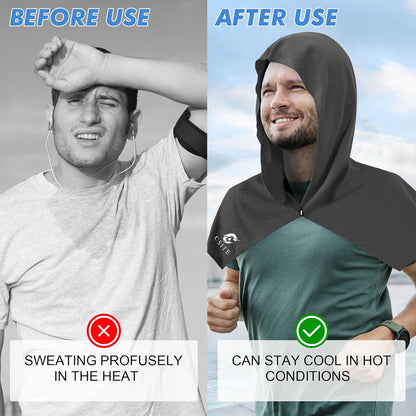 4 Pack Cooling Hoodie Towels for Neck and Face, UPF 50 Sun Protection & Instant Cooling, Ice Towels for Hot Weather, Soft Breathable Towel for Sport, Work Out, Gym, Camping & More Activities