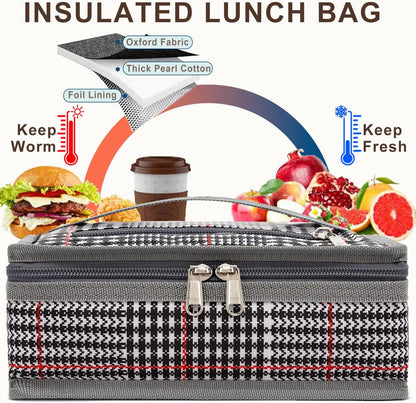 FlowFly Small Insulated Lunch box Portable Soft Bag Mini Cooler Thermal Meal Tote Kit with Handle for Work & School (W&B)