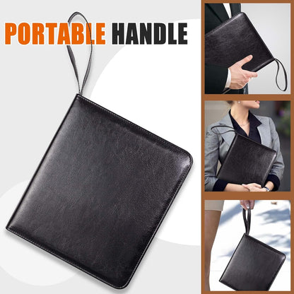 Portable Zippered Key Case, Leather Key Organizer with Handle, 32 Key Capacity, for Real Estate Sales, Hotel Executives, Car Service (Black)