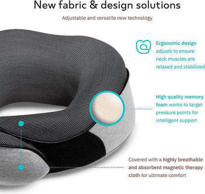 Travel Neck Pillows for Airplanes, Sleeping Essentials for Long haul Flights, 360° Head Support, Car and Airplane Kit with 3D Contoured Eye Mask, Earplugs and Luxury Mesh Bag (Adult, Grey)