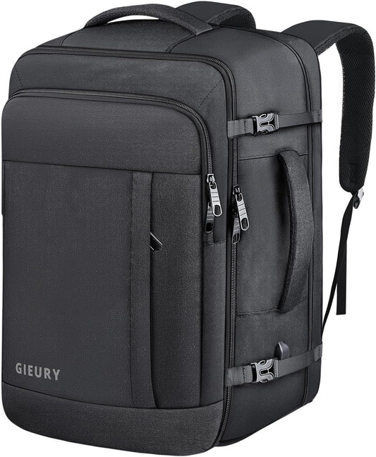Carry On Backpack, 50L Travel Backpack, Luggage Backpack TSA Flight Approved Laptop Backpack for Men & Women, Large Expandable 40L Daypack Lightweight Business Weekender Bag, Black