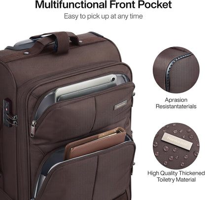 Hanke 28 Inch Softside Expandable Luggage with Spinner Wheels,Check Large Luggage Rolling Suitcase Travel Luggage with TSA Approved,Coffee