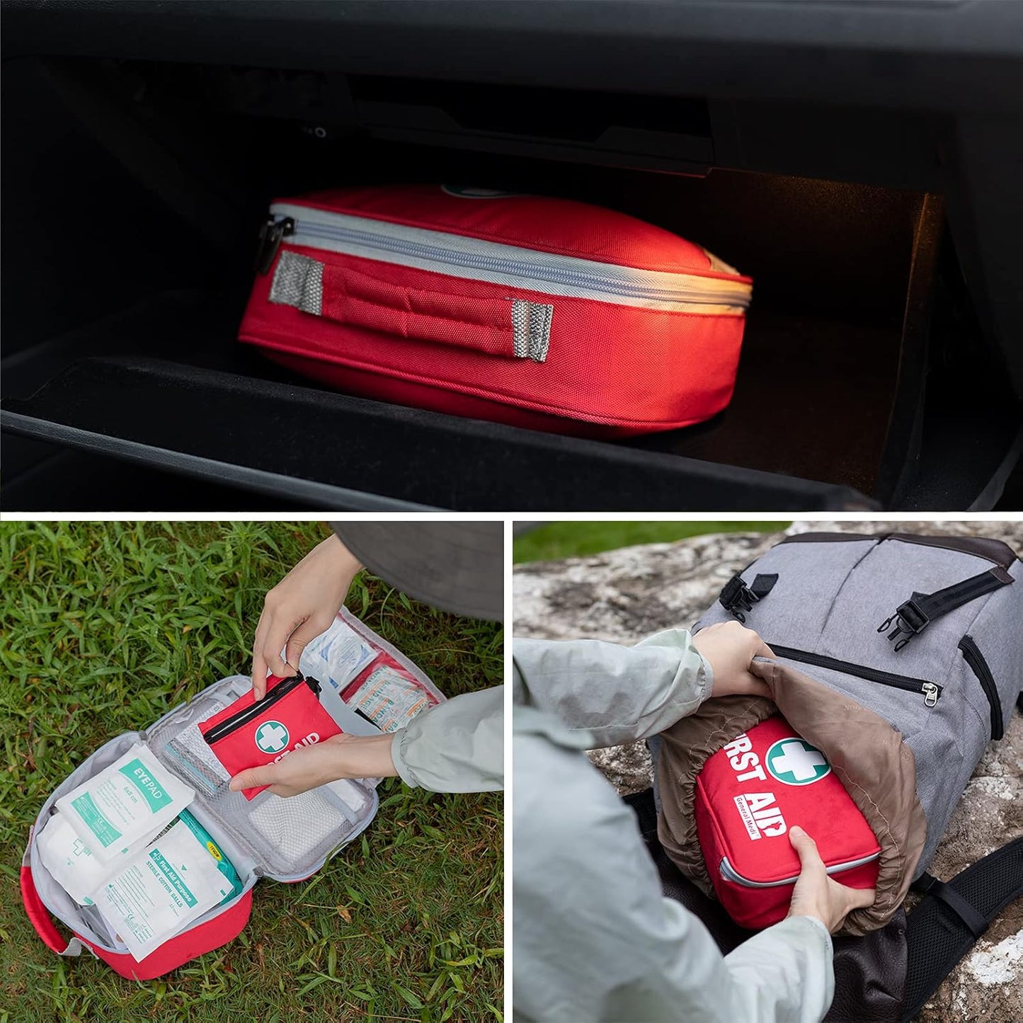 General Medi 2-in-1 First Aid Kit (215 Piece Set) + 43 Piece Mini First Aid Kit -Includes Ice(Cold) Pack, Moleskin Pad and Emergency Blanket for Travel, Home, Office, Car, Workplace