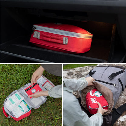 General Medi 2-in-1 First Aid Kit (215 Piece Set) + 43 Piece Mini First Aid Kit -Includes Ice(Cold) Pack, Moleskin Pad and Emergency Blanket for Travel, Home, Office, Car, Workplace