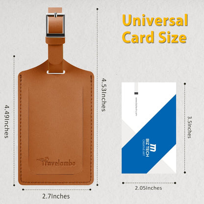 Travelambo Luggage Tags for Suitcases PU Leather Travel Tags Bag Tags Privacy Protection Travel Essentials