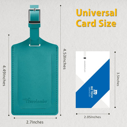Travelambo Luggage Tags for Suitcases PU Leather Travel Tags Bag Tags Privacy Protection Travel Essentials