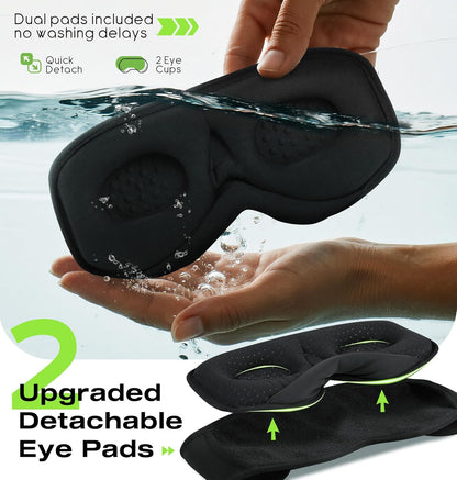 MUSICOZY Sleep Headphones with Bluetooth 5.4 Sleep Mask, Removable 3D Eye Cups for Zero Pressure Comfort, Wireless Bluetooth Eye Mask for Sleeping with Timer, Gifts for Men Women