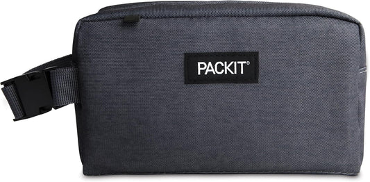 PackIt Freezable Snack Box, City Charcoal, Built with EcoFreeze® Technology, Collapsible, Reusable, Zip Closure with Buckle Handle, For Work Snacks, Fresh Snacks On the Go, Adults, and All Ages