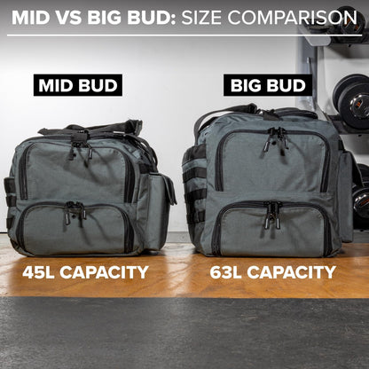 Serious Steel Fitness Gym Bag, 1000D Nylon Duffel Bag, Heavy Duty (Grey - Big Bud 2.0)