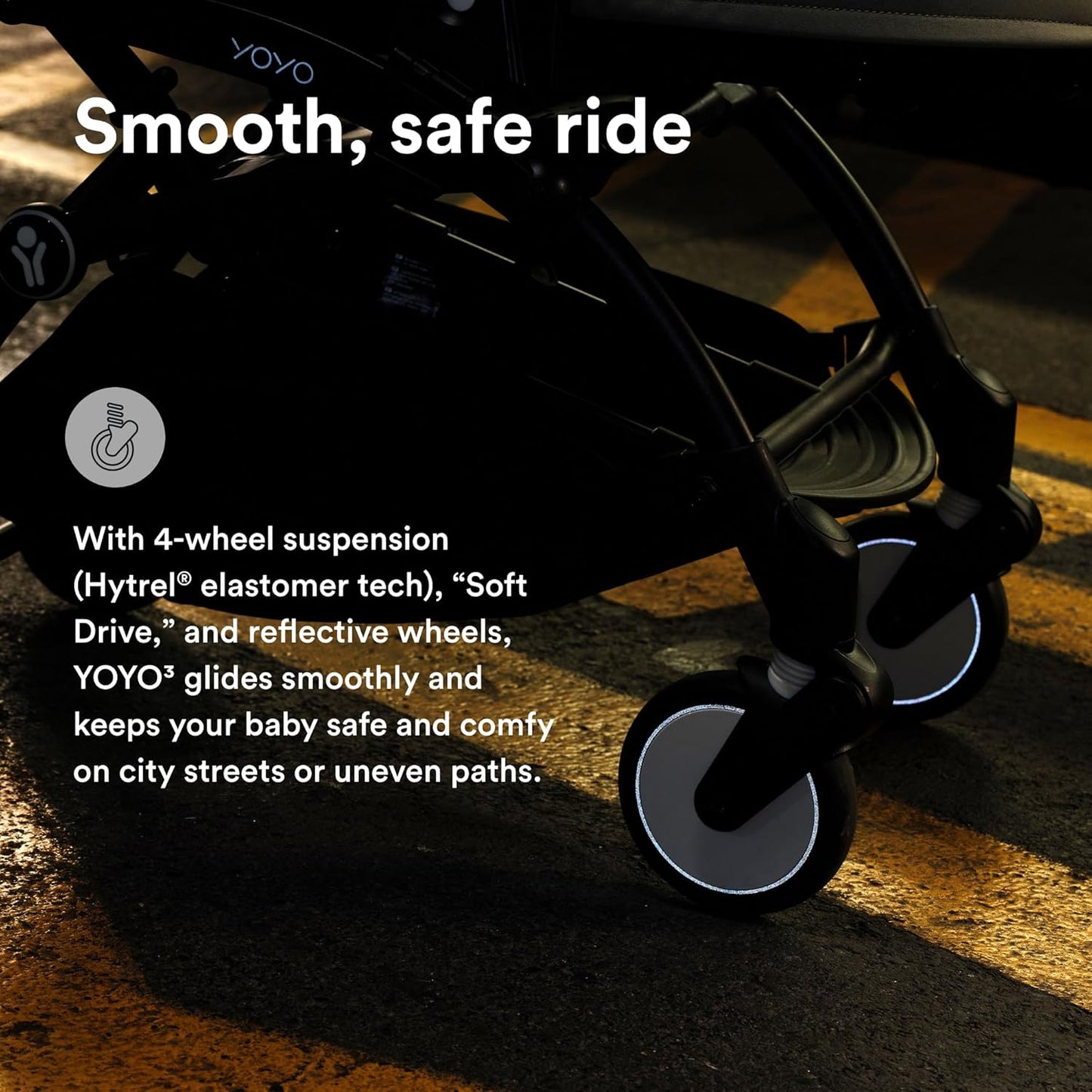 Stokke YOYO3 Stroller from 6 Months - Includes Black Frame/Aqua Seat Cushion + Canopy - Folds in & Out in a Flash - Light & Compact - Carry-On Compatible