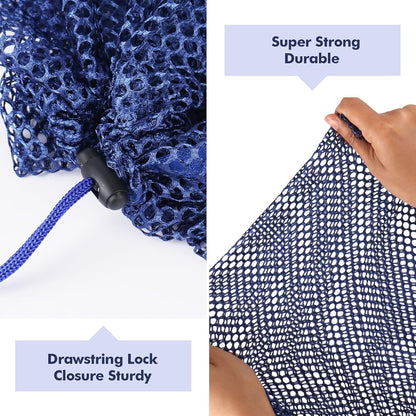 3Pcs Mesh Laundry Bags Washing Machine Mesh Wash Bags Jumbo for Delicates Clothes,Bed Linen,Toys with Drawstring Closure Sturdy(3 XXLarge 28 x 26 Inches, Blue)