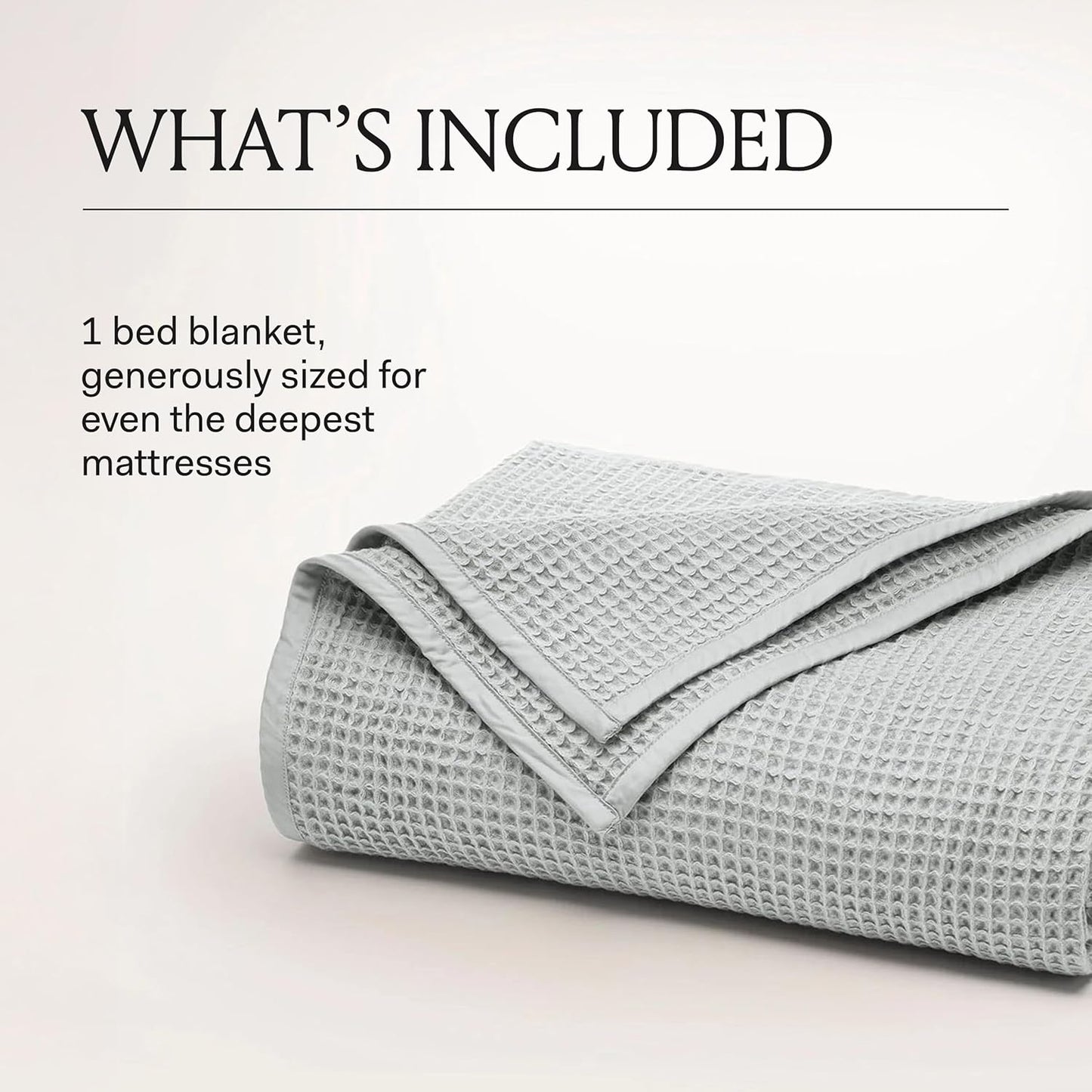 BOLL & BRANCH Waffle Bed Blanket - King/Cal King, Shore - Luxury 100% Organic Cotton - Soft, Lightweight and Breathable - Textured Waffle Weave Design