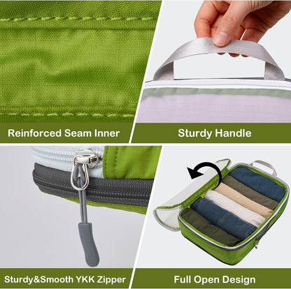 Cipway Compression Packing Cubes, See Through Mesh Luggage Organizer Bags, Travel Essentials for Carry on Suitcase with Laundry Bag and Clear Toiletries Bag（6 Pcs,Green）