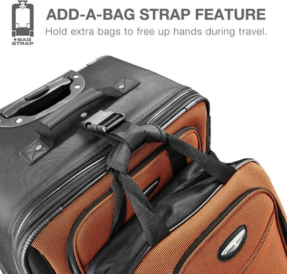 Travel Select Amsterdam 25-Inch Softside Expandable Rolling Upright Luggage, Lightweight 2-Wheel Suitcase with Push-Button Handle, Gray