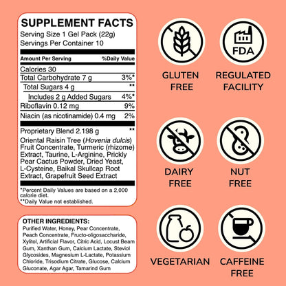 DAYGUARD — Doctor-Formulated Jelly to Feel Better After Drinking & Support Your Liver | Pre Alcohol Aid & Pre Drinking Prevention | DHM, L-Cysteine, Turmeric, Korean Pear | Peach Flavor | 22g × 10