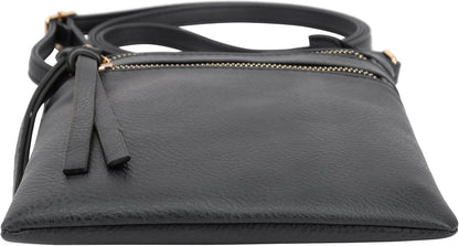DELUXITY Crossbody Purse Bag Shoulder Bag Multi Pocket Zipper Purse | Black