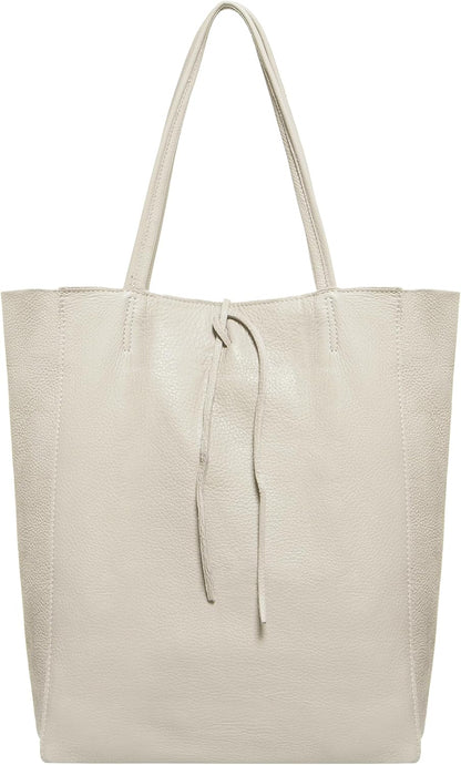 Italian Calf Leather Tote for Women with Zipper, Inner Pocket & Flat Base | Soft Unlined Shopper for Work & Travel