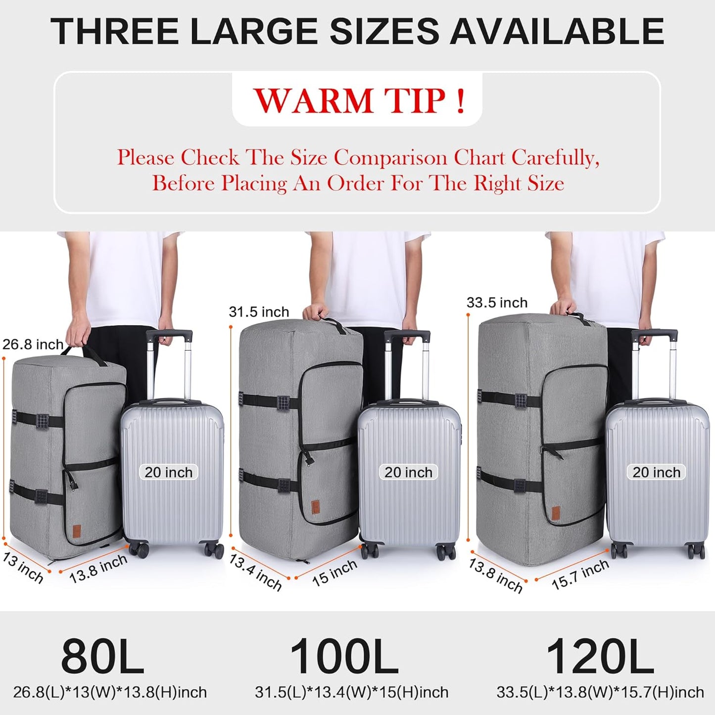150L Duffle Bag for Travel, Extra Large Foldable Waterproof Travel Duffel Bags Weekender Overnight Bag for Men and Women with Shoe Compartment (Gray)