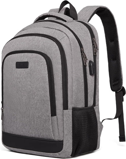 CLUCI Laptop Backpack for Men Women School Backpack College Bookbag for Men Water Resistant Travel Work Backpacks Fits 15.6" Laptop Business Computer Bag with USB Charging Port Grey
