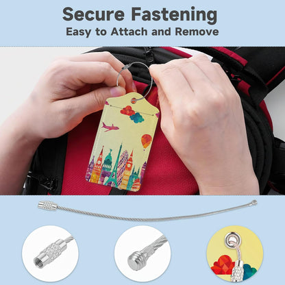 Travel Luggage Tags, 2 Pack Travel Cruise Tags for Suitcases, Cute Identifiers with Privacy Flap, Baggage Tags for Women Men Handbag