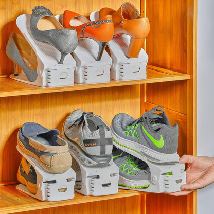 Shoe Slots Organizer, 36PCS Adjustable Double Layer Stack Shoe Rack, 50% Space-Saving Storage Rack Holder, White