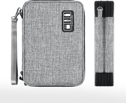 Luxtude Electronics Organizer, Portable Cable Organizer Bag for iPad 7.9'', Double Layer Travel Tech Bag&Cord Storage, Compact Cord Case&Charger Pouch,Electronics Carring Case for Phone/USB