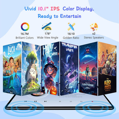 HAOVM Tablet 10 inch Android 14, 4G SIM Unlocked, Kid Tablet with SIM Card Slot, IPS Touch Screen, 2.0GHz Fast Processor, 3GB+32GB+TF Expand,2.4G/5GHz WiFi,8MP Camera, GPS, with Blue case
