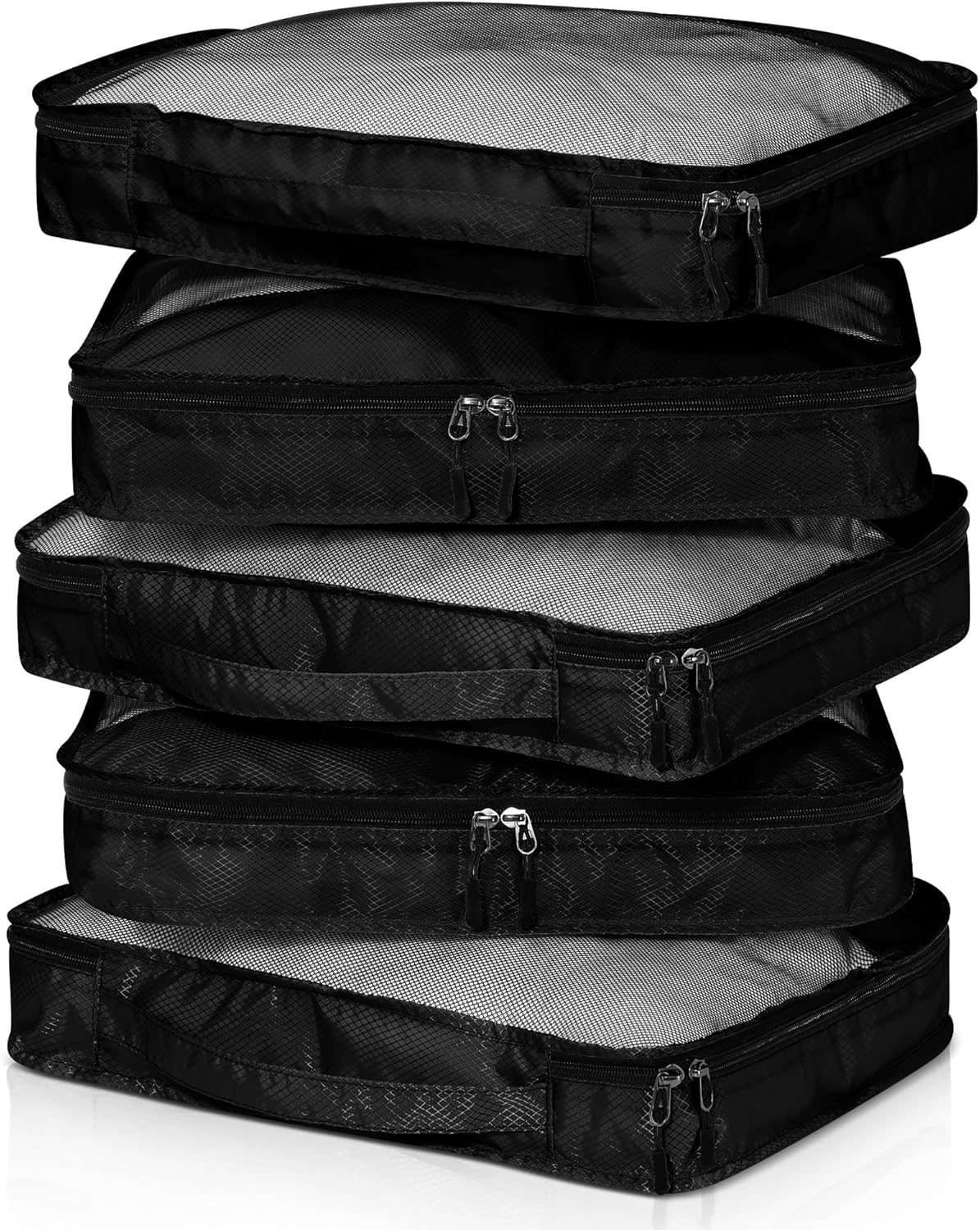 5 Pcs Packing Cubes for Suitcase Large Travel Cubes Carry on Luggage Organizer Bags for Clothes Accessories(S,Black)