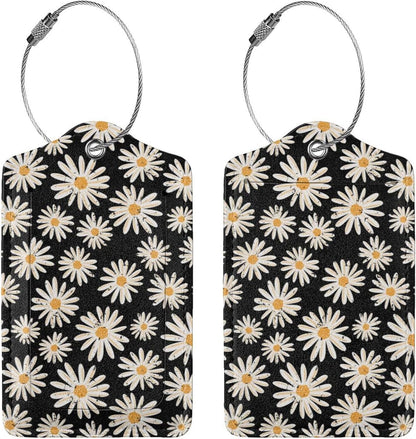 Set of 2 Luggage Tag for Suitcases Tie dye PU Leather Luggage Tag with Full Back Privacy Name ID Card Fun Laggage Tags