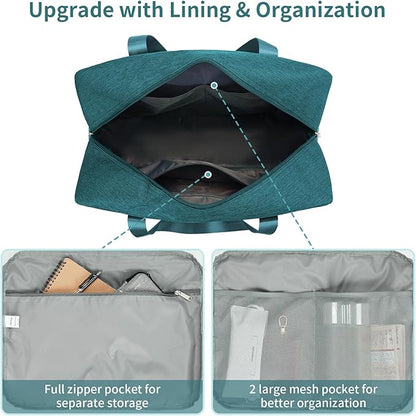 For Spirit Airlines Personal Item Bag 18x14x8 Foldable Travel Duffel Bag Underseat Carry on Luggage Weekender for Women 30L (Teal)
