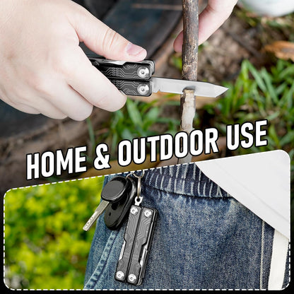 BIBURY Mini Keychain Multitool Scissors B12062B, 9 in 1 Multitool EDC Scissors with Screwdriver, Bottle Opener, Pocket Knife, Spring -Mini Multi Tool for Outdoor, Daily Use, Gifts for Men and Women
