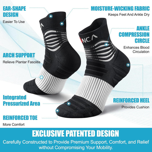 NEENCA Medical Compression Socks for Women & Men Circulation—2 Pairs, Ankle Compression Stockings for Pain Relief, Plantar Fasciitis, Swelling, Running, Nurses, Travel, Pregnancy, Flying. 20-30 mmHg