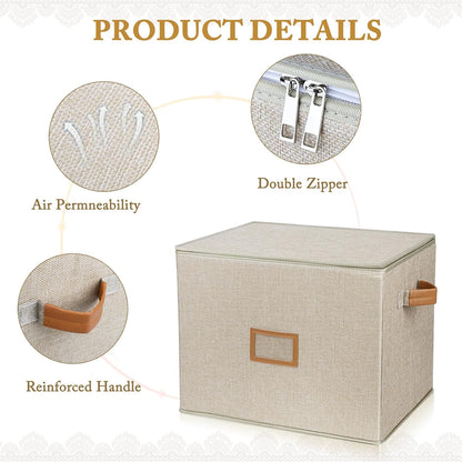 Wedding Dress Storage Box, Wedding Dress Preservation Box with Lid, Foldable Acid-Free Organizer with 1 Pair of Microfiber Gloves and 20 Sheets of Acid-Free Paper (1, Medium)