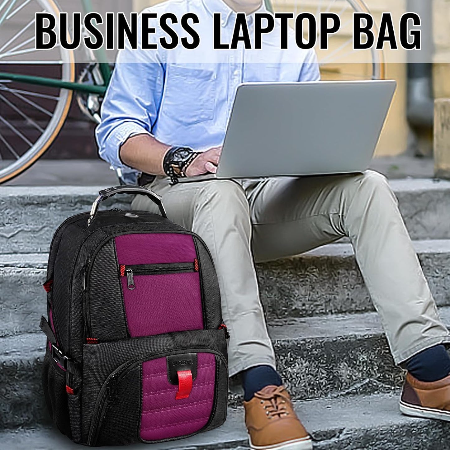 YOREPEK 18.4 Laptop Backpack, Large Backpacks Fit Most 18 Inch Laptop with USB Charger Port, TSA Friendly Flight Approved Weekend Carry on Backpack with Luggage Strap for Men and Women, Purple