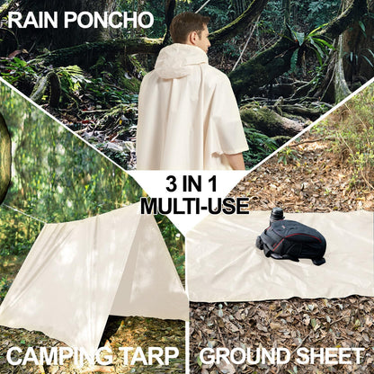 salamra Hooded Rain Poncho Waterproof Raincoat Jacket for Men/Women/Adults with Pocket