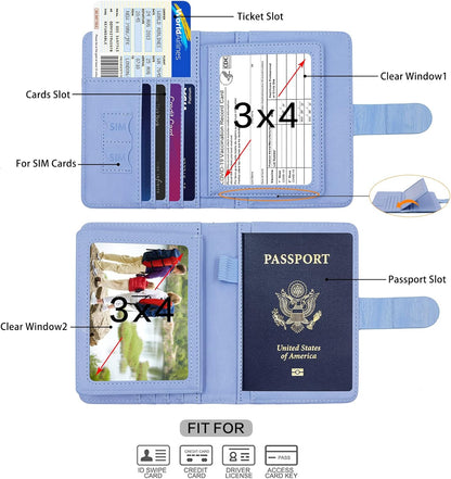 Melsbrinna Rfid Passport Holder for Travel women/Men, Cute Passport Wallet Rfid Blocking Card Slots, Rfid Passport Cover/CaseTravel Wallet, Passport Book Holder (1, Blue4)