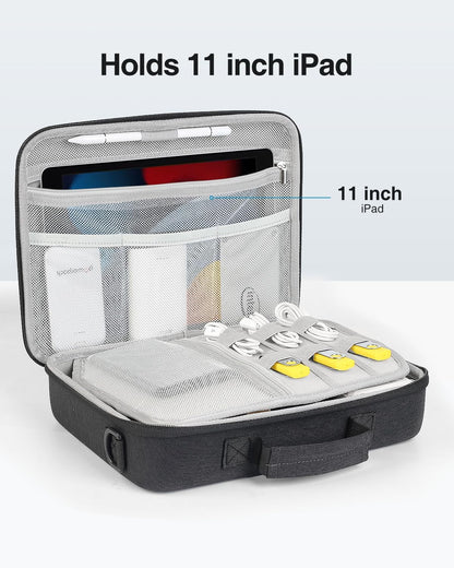 Luxtude Electronics Organizer Travel Case Large, Tech Organizers Travel Case, Hard Charger Organizers, Portable Cable Organizer, Travel Essentials for Charger/Mouse/Cash/Card, Tech Gifts