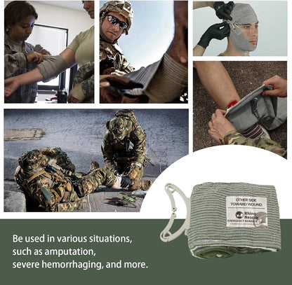 RHINO RESCUE 6" Israeli Style Emergency Bandage, Compression Trauma Wound Dressing, Medical Sterile Vacuum Sealed, Combat Tactical First Aid Kit IFAK Supplies, 5 Count