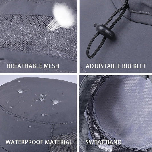 Sun Hat for Men/Women, UPF 50+ Fishing Hat,Waterproof Wide Brim Bucket Hat Foldable Boonie Hat for Hiking Garden Safari Beach