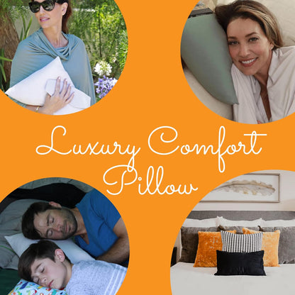 Happyluxe Odyssey Travel Pillow for Long Flights - Soft, Small, Alternative to Down and Memory Foam. 17 x 13in - Made in The USA, Sage Green Airplane Pillow for Adults Sleeping, Camping or Nap