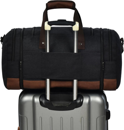 Dimayar Canvas Duffle Bag for Travel,Expandable Carry on Bag,Overnight Weekend Gym Bag Duffel Bag Mens Travel Bag