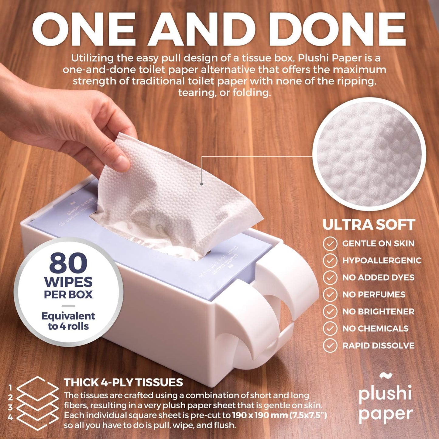 Toilet Paper Holder + 4 Boxes 320 Wipes Septic Safe Tube Free 4 Ply Soft RV Essential and Mom Approved for Travel Trailers Campers Marine Biodegradable Set Includes Self Adhesive