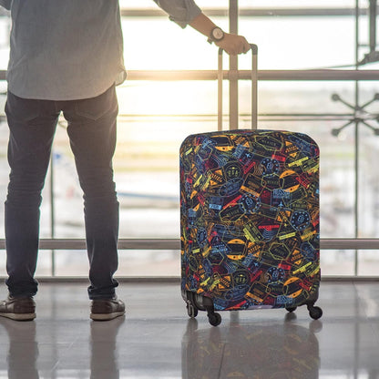 Explore Land Travel Luggage Cover Suitcase Protector Fits 27-30 Inch Case (Stamp, L)