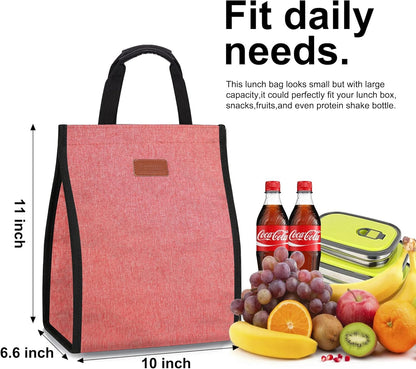 Lunch Bags for Women Insulated Reusable Lunch Tote with Internal Pocket, Lunch Tote bag for Work (Pink)