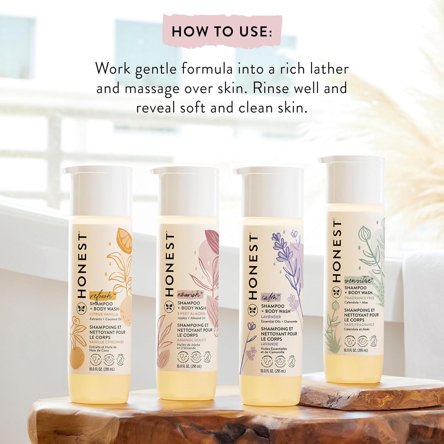 The Honest Company 2-in-1 Cleansing Shampoo + Body Wash | Gentle for Baby | Naturally Derived, Tear-free, Hypoallergenic | Sweet Almond Nourish, 10 fl oz
