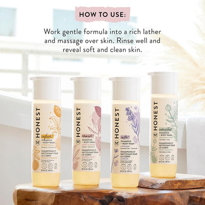 The Honest Company 2-in-1 Cleansing Shampoo + Body Wash | Gentle for Baby | Naturally Derived, Tear-free, Hypoallergenic | Sweet Almond Nourish, 10 fl oz