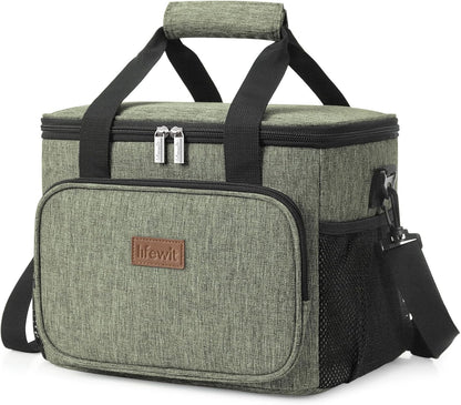 Lifewit Large Lunch Bag Insulated Lunch Box Soft Cooler Cooling Tote for Adult Men Women, Dark Green 24-Can (15L)