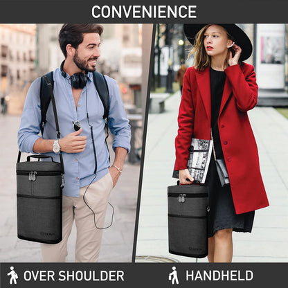 opux 2 Bottle Wine Carrier Tote, Insulated Leakproof Wine Cooler Bag, Wine Travel Bag for Picnic BYOB Beach, Portable Wine Bottle Carrying Case, Gift for Wine Lover Women Men Christmas, Charcoal Grey