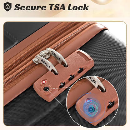 Merax 28 Inch Checked-Large Luggage with Wheels Aluminum Alloy Corner Hard Shell Suitcase TSA Luggage Suitcases for Travel Woman Men(Black Brown)