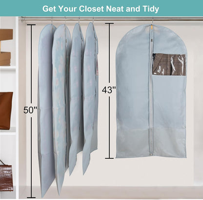 Dress Bags for Gowns Long, 65" Long Dress Bags for Hanging Clothes Clear Windows Foldable Long Garment Bag for Storage and Travel-24"x 65"/2 Pack